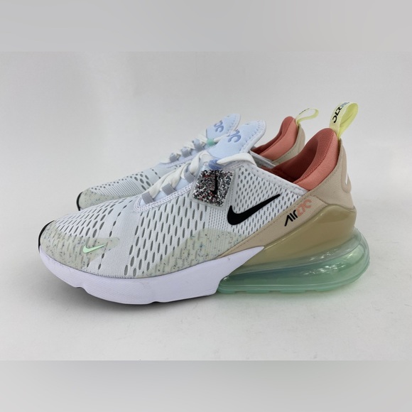 Nike Air Max 270 White Sanddrift Men's Sneakers Shoes Black Swoosh DQ7642 100 - Picture 11 of 12